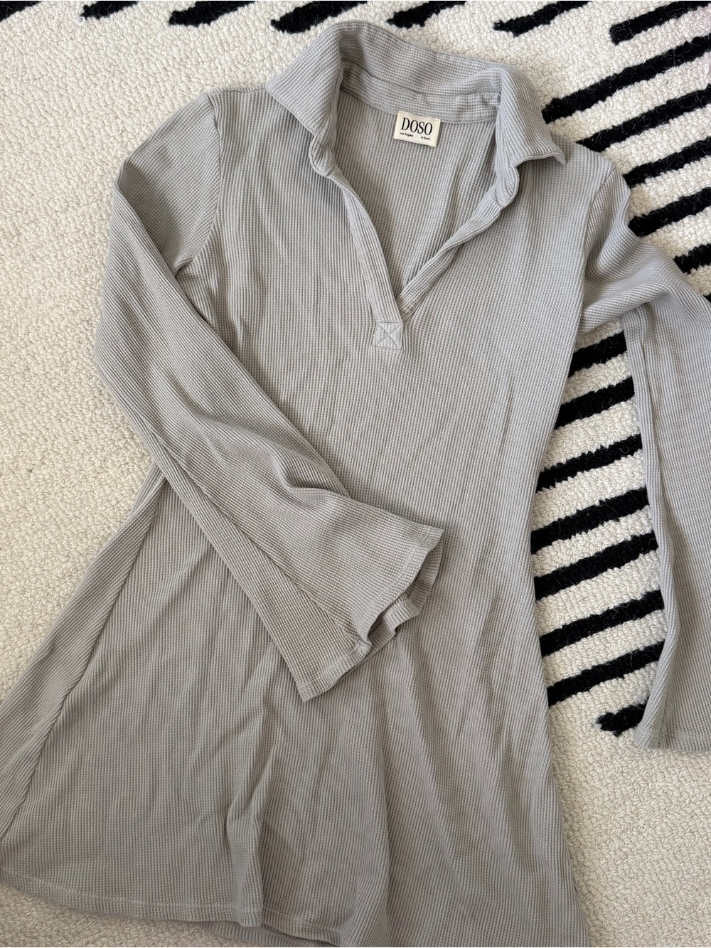 Doso LA Gray Mini Dress with Polo Collar